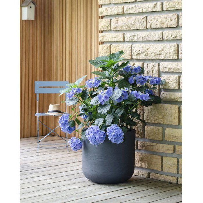 Pot de fleurs Rond - EDA - Volcania Up - 67 L - Intérieur/Extérieur - Décor Pierre - Ø 48,5 x H. 46,2 cm - Gris Anthracite