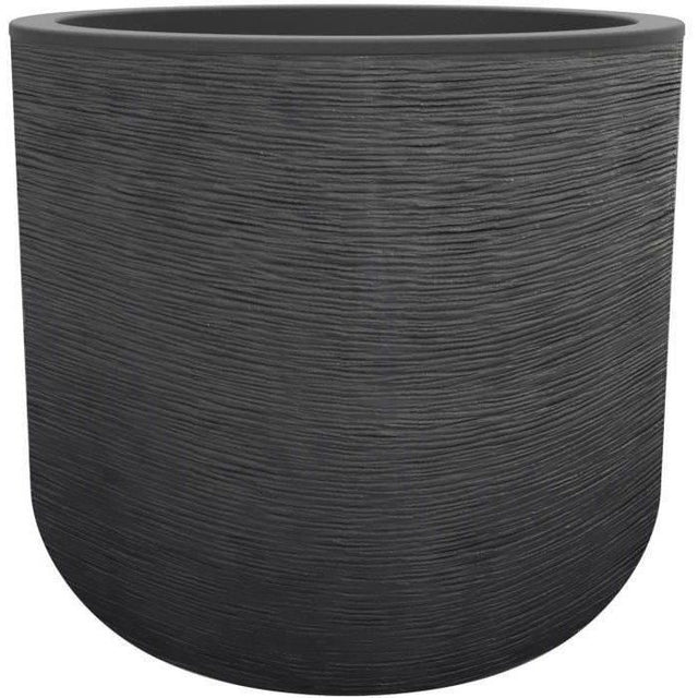 Pot de fleurs Rond 39 cm - EDA - Graphit Up - 32 L -  Intérieur/ Extérieur - Décor Graphique - Ř 38.5 x H. 36.8 cm - Gris anthracite