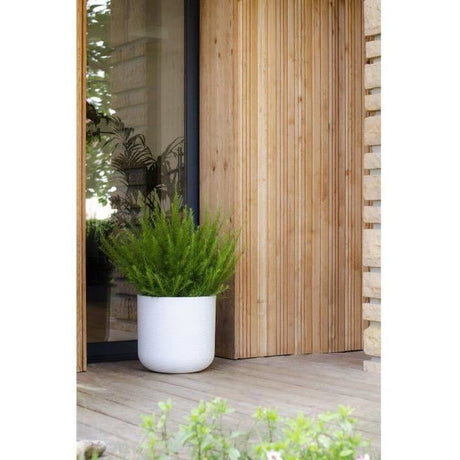 Pot de fleurs Rond 40 cm - EDA - Graphit Up - 32,5 L - Intérieur/ Extérieur - Décor Graphique - Ř 38,5 x H. 36,8 cm - Blanc Cérusé