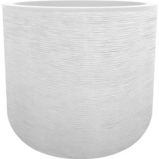 Pot de fleurs Rond 40 cm - EDA - Graphit Up - 32,5 L - Intérieur/ Extérieur - Décor Graphique - Ř 38,5 x H. 36,8 cm - Blanc Cérusé