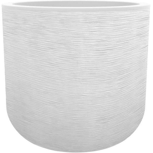 Pot de fleurs Rond 50 cm - EDA - Graphit Up - 67 L - Intérieur/ Extérieur - Décor Graphique - Ř 48,5 x H. 46,2 cm- Blanc Cérusé