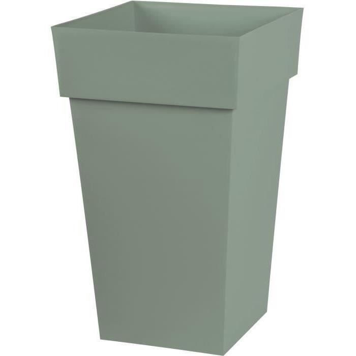 Tuscany square high flower pot - EDA PLASTIC - 39 x 39 x H 65 cm - 62 L - Laurel green