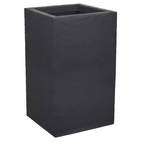 Bac a Fleurs Carré Haut 30 cm - EDA - Graphit Up - 36 L - Intérieur/ Extérieur - 29,5 x 29,5 cm x H. 49,5 cm - Gris anthracite