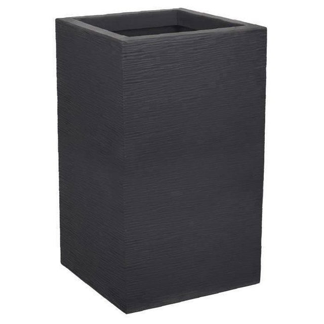 Bac a Fleurs Carré Haut 30 cm - EDA - Graphit Up - 36 L - Intérieur/ Extérieur - 29,5 x 29,5 cm x H. 49,5 cm - Gris anthracite
