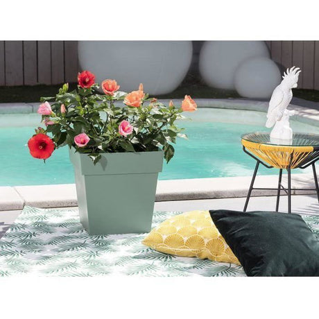Pot de fleur carré - Toscane - EDA - 32 x 32 x H. 32 cm - Intérieur / Extérieur - 22L - Vert Laurier