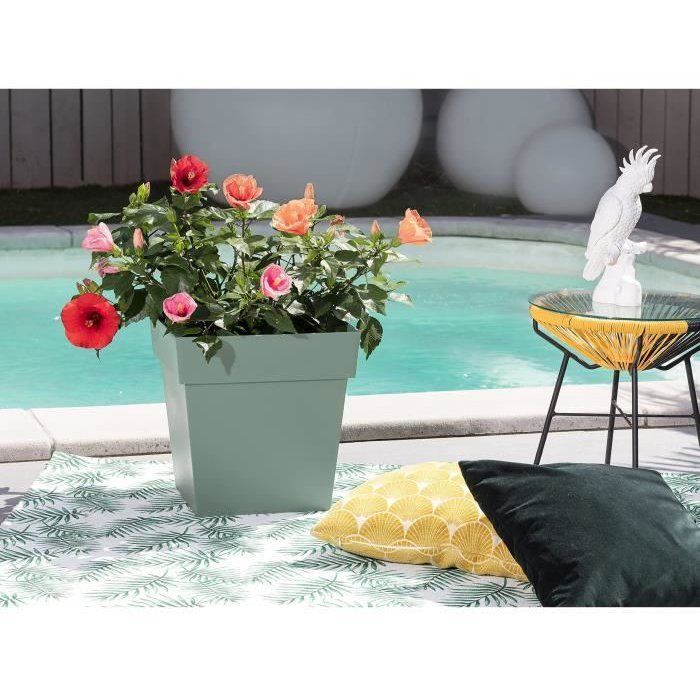Pot de fleur carré - Toscane - EDA - 32 x 32 x H. 32 cm - Intérieur / Extérieur - 22L - Vert Laurier