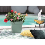 Pot de fleur carré - Toscane - EDA - 32 x 32 x H. 32 cm - Intérieur / Extérieur - 22L - Vert Laurier