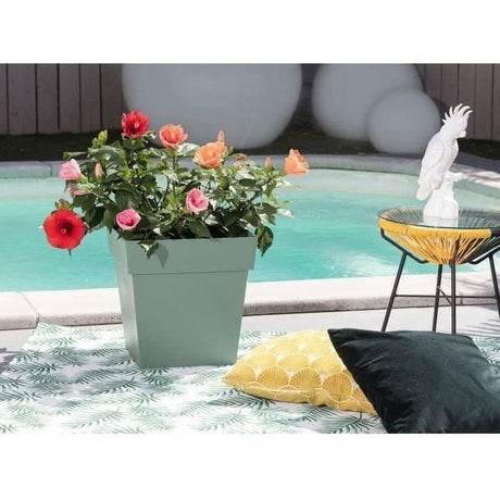 Pot de fleur carré - Toscane - EDA - 32 x 32 x H. 32 cm - Intérieur / Extérieur - 22L - Vert Laurier