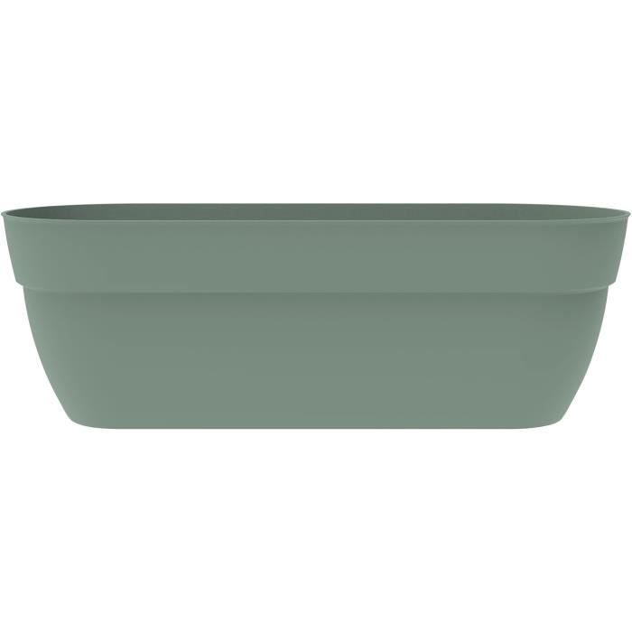 EDA Jardiniere Basse Osaka 38 L - avec Barre Métallique de Renfort - 77,3 x 30,7 x H.25,9 cm - Vert laurier