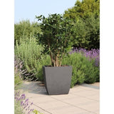 EDA Pot de fleurs Carré DIVA BASALT -  42 L - 43,5 x 43,5 x H.44,2 cm - Bac intérieur amovible - Gris anthracite