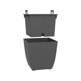 EDA Pot de fleurs Carré DIVA BASALT -  42 L - 43,5 x 43,5 x H.44,2 cm - Bac intérieur amovible - Gris anthracite