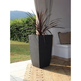 EDA Pot de fleurs Carré haut DIVA BASALT - 42 L - 43,5 x 43,5 x H.78.2 cm -Bac intérieur amovible - Gris anthracite