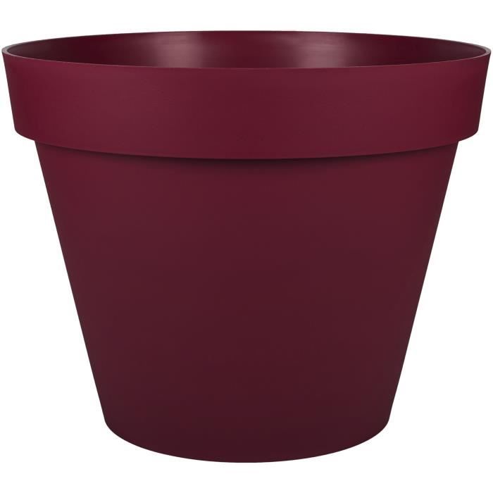 EDA Pot de Fleur Rond TOSCANE Ø 60 cm - Volume 76 L - Ø 59 x H.47 cm - Rouge bourgogne