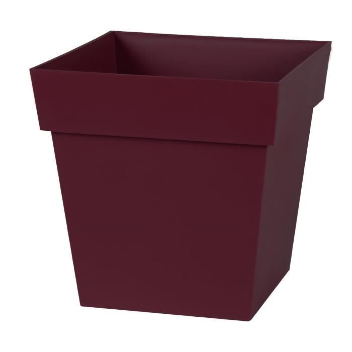 EDA Pot de fleurs carré TOSCANE - 22 L - 32 x 32 x H 32 cm - Rouge bourgogne