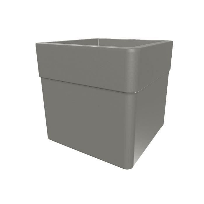 Bac a fleurs Carré 40 cm - EDA - CAREL - 26 L - Avec roulettes - Extérieur ou intérieur - 39 x 39 x H.39 cm - Taupe