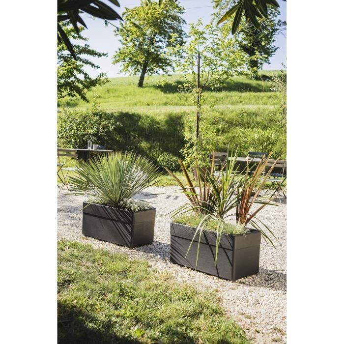 Jardiniere 80 cm - EDA - CAREL - 63 L - Avec roulettes - Extérieur ou intérieur - 78 x 39 x H.39 cm - Gris Anthracite