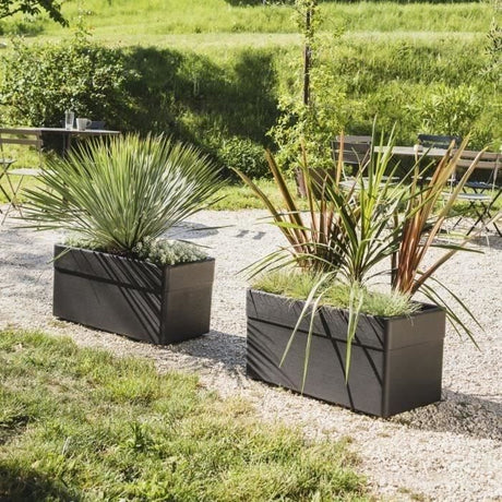 Jardiniere 80 cm - EDA - CAREL - 63 L - Avec roulettes - Extérieur ou intérieur - 78 x 39 x H.39 cm - Gris Anthracite
