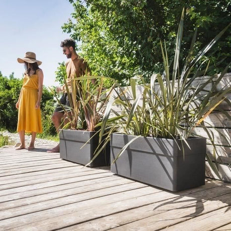 Jardiniere 80 cm - EDA - CAREL - 63 L - Avec roulettes - Extérieur ou intérieur - 78 x 39 x H.39 cm - Gris Anthracite