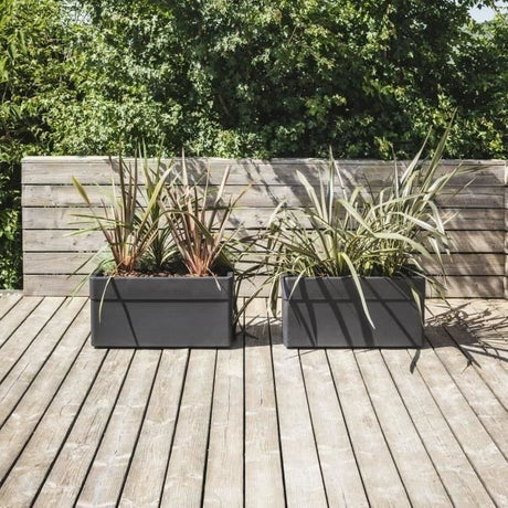 Jardiniere 80 cm - EDA - CAREL - 63 L - Avec roulettes - Extérieur ou intérieur - 78 x 39 x H.39 cm - Gris Anthracite