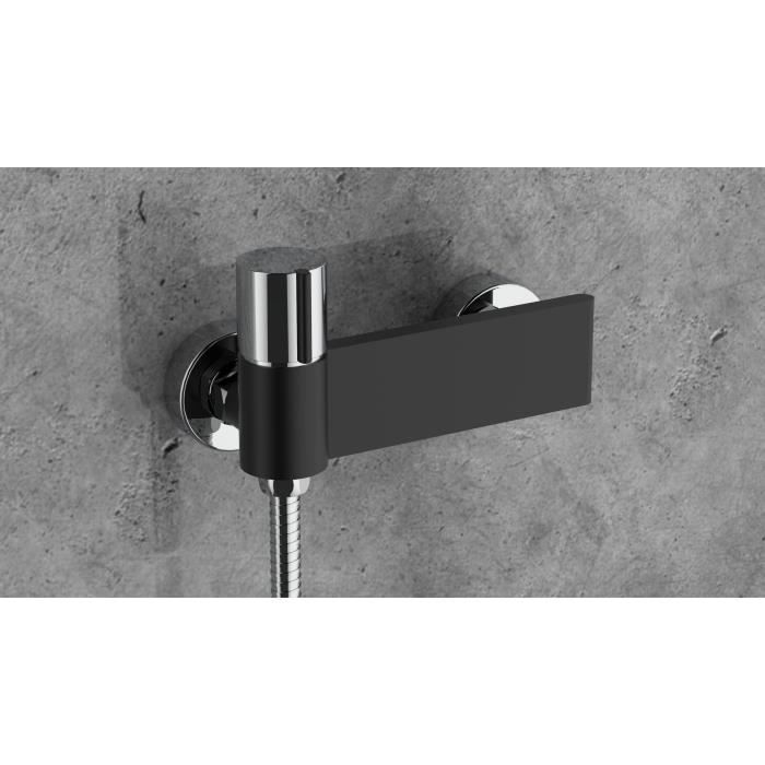 Mitigeur douche - EDOUARD ROUSSEAU - BLACK STEEL - Noir / Chromé
