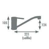 Edouard Rousseau - Mitigeur Evier BORN - Fabrication Française - Certifié NF - Noir