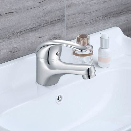 Mitigeur lavabo - EDOUARD ROUSSEAU - Cardiff - Cartouche céramique Ø 40 mm - Aérateur réducteur de débit - Bec fixe - Chromé