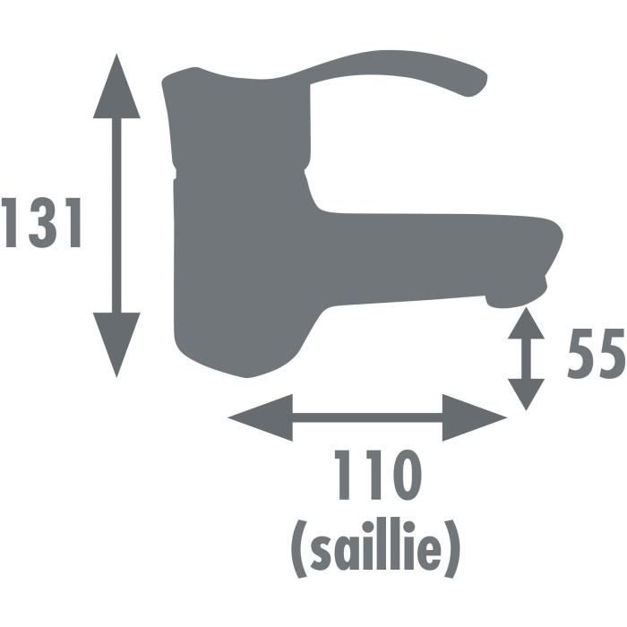 Mitigeur de lavabo - EDOUARD ROUSSEAU - Nelson - Aérateur réducteur de débit - Design sobre - Cartouche céramique Ø 40 mm - Chromé