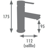 Mitigeur lavabo - EDOUARD ROUSSEAU - Dower - Cartouche céramique Ø 35 mm - Butée éco-stop - Aérateur réducteur de débit - Chromé