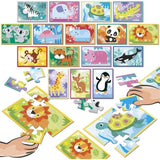 Puzzle - EDUCA - Battle Jr Animals - 16 puzzles - 9 pieces par puzzle - Pour enfants a partir de 4 ans