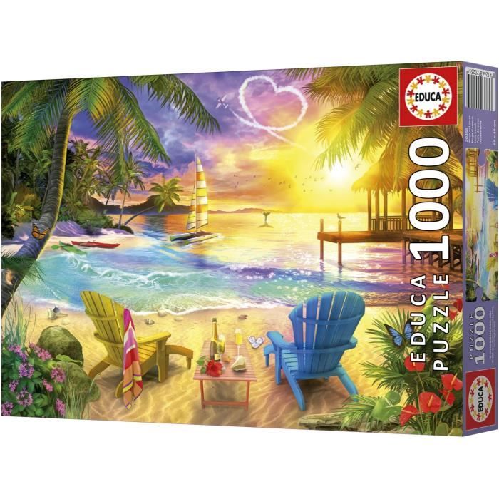 Puzzle - EDUCA - Plage d'Amour - 1000 pieces - 68x48 cm - Pour adultes - Theme nature
