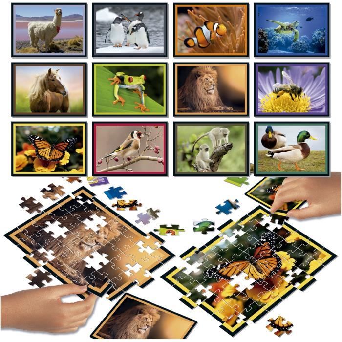 Puzzle - EDUCA - Battle Jr Natura - 12 puzzles - 42 pieces - Theme nature - Pour enfants a partir de 7 ans