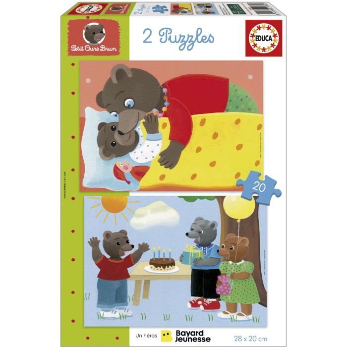 Puzzle - EDUCA - Petit Ours Brun : Ensemble de 2 puzzles de 20 pieces pour enfants des 4 ans