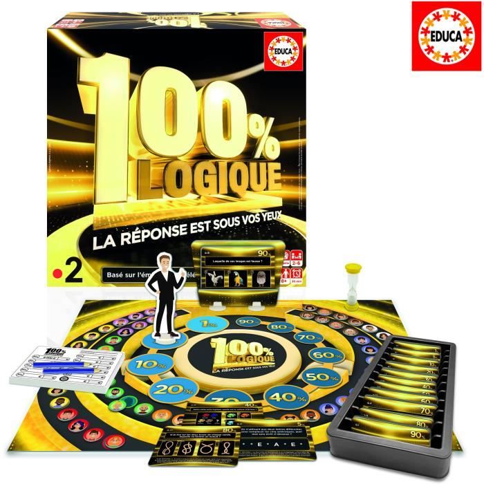 100% Logique La Réponse est sous vos yeux, Jeu de société, Adapté de l'émission TV, des 8 ans, Educa
