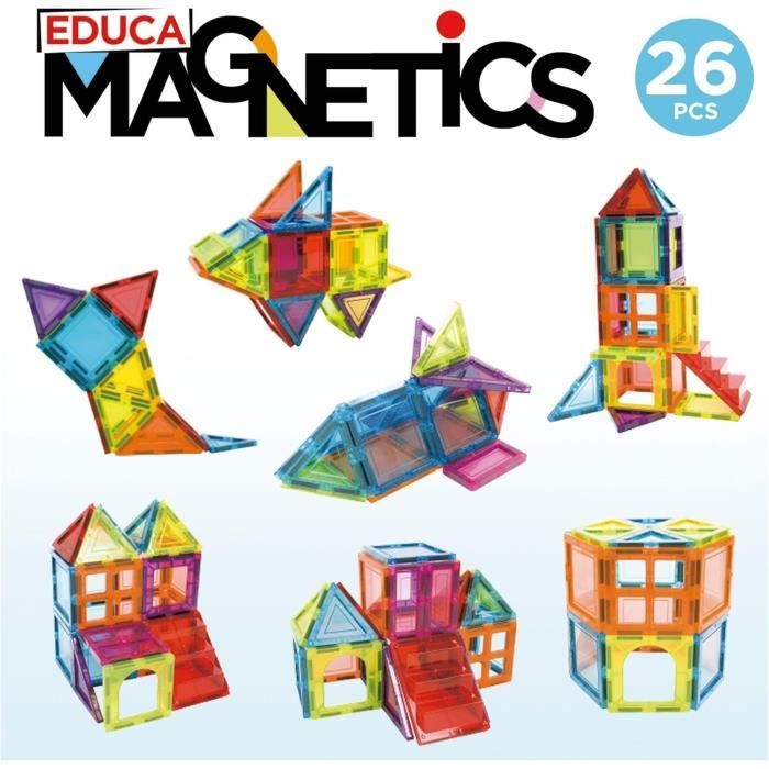 Jeu éducatif - EDUCA Magnetics - Construction 3D magnétique avec 26 pieces pour stimuler la créativité des enfants