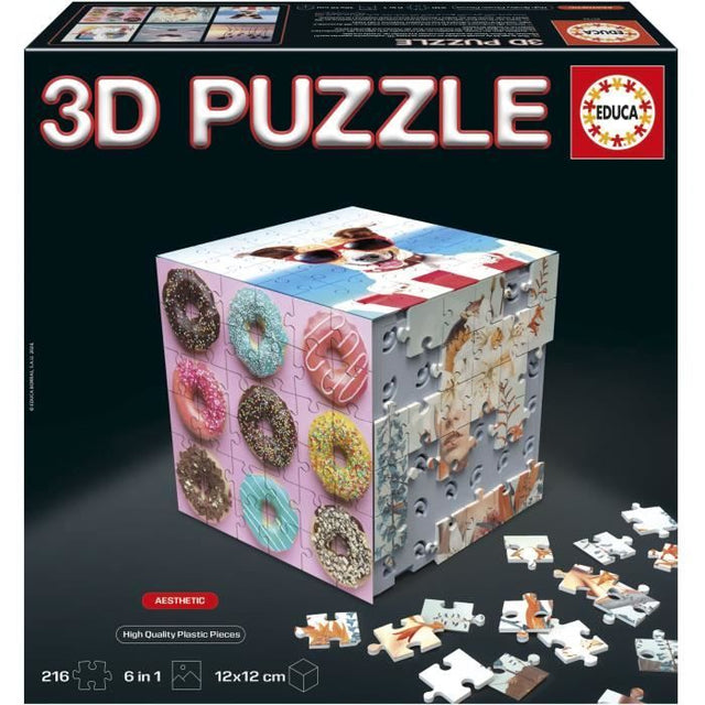 Puzzle 3D - EDUCA - Cube Aesthetic - 216 Pieces - 6 Puzzles de 36 Pieces - Dťfi 8 Ans + (20125)