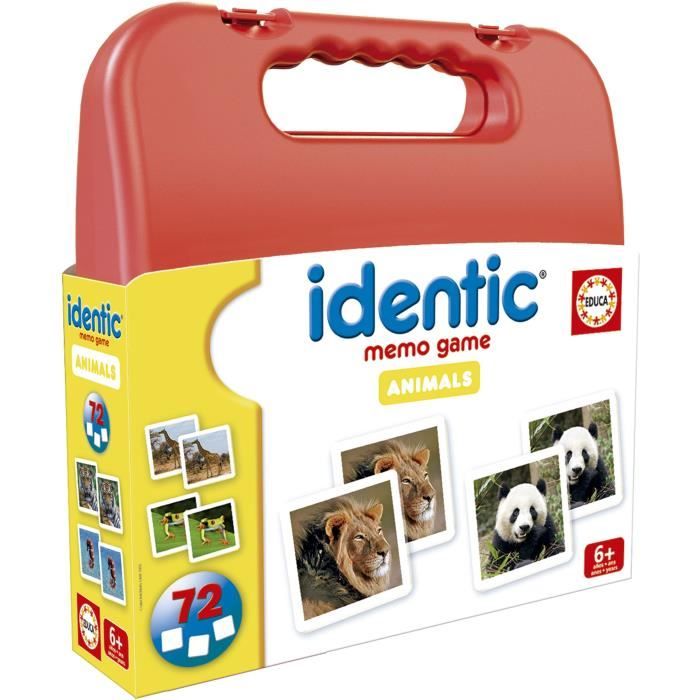 Identic Animaux - Jeu de mémoire - EDUCA - 72 cartes, développe mémoire et attention - Des 3 ans