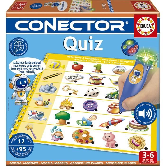 Conector Quiz - Jeu éducatif - EDUCA - 90 questions, 12 themes, format livre -Des 3 ans