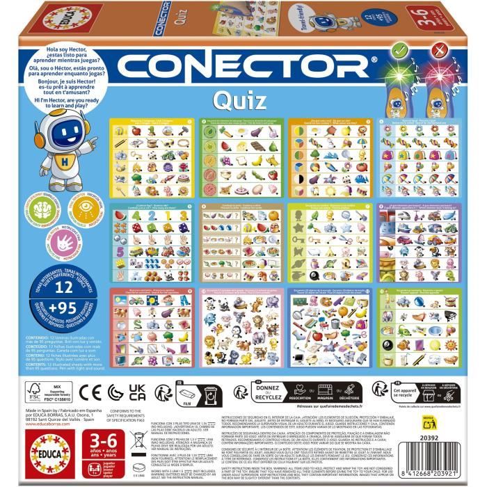Conector Quiz - Jeu éducatif - EDUCA - 90 questions, 12 themes, format livre -Des 3 ans