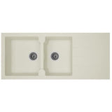 STRADOUR Evier cuisine a encastrer 2 bacs + 1 égouttoir Aloa - Résine - 116 x 50 cm - Blanc