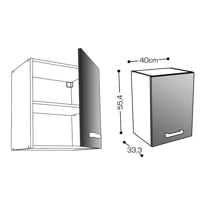 START Caisson haut de cuisine L 40 cm - Blanc Brillant