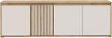 Meuble TV ELISTON – Blanc Mat & Chene – 4 Portes – 174,3 × 41,5 × 56,1 cm