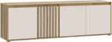 Meuble TV ELISTON – Blanc Mat & Chene – 4 Portes – 174,3 × 41,5 × 56,1 cm