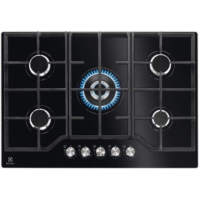 Plaque de cuisson a gaz - ELECTROLUX - KGG75362K - 5 foyers - 74 x 51 cm - Noir