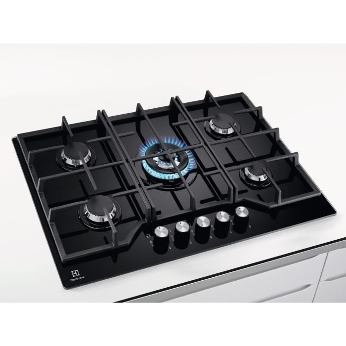 Plaque de cuisson a gaz - ELECTROLUX - KGG75362K - 5 foyers - 74 x 51 cm - Noir
