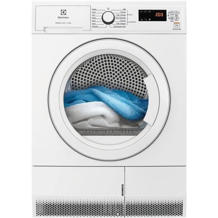 Seche-linge pompe a chaleur ELECTROLUX EDH1281UC - 8 kg - L60cm - Blanc