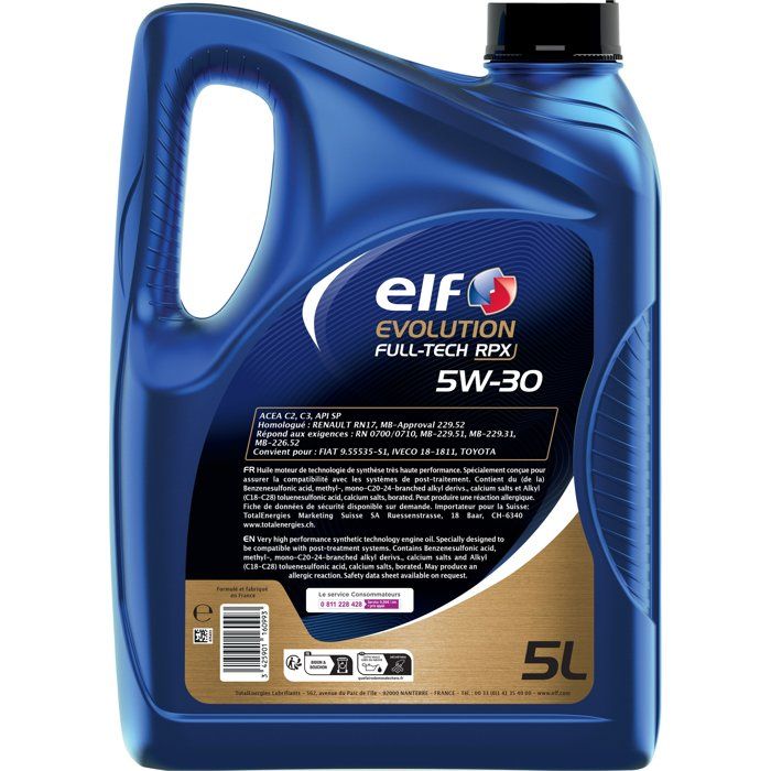 Huile moteur - ELF - Evolution Full-Tech RPX 5W-30 - 5L