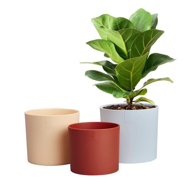 ELHO Pots de fleur Lex Pott - Set 14 cm - Bleu Rose Orange - L 14 x W 13.8 x H 12 cm - Intérieur - 100% recyclé