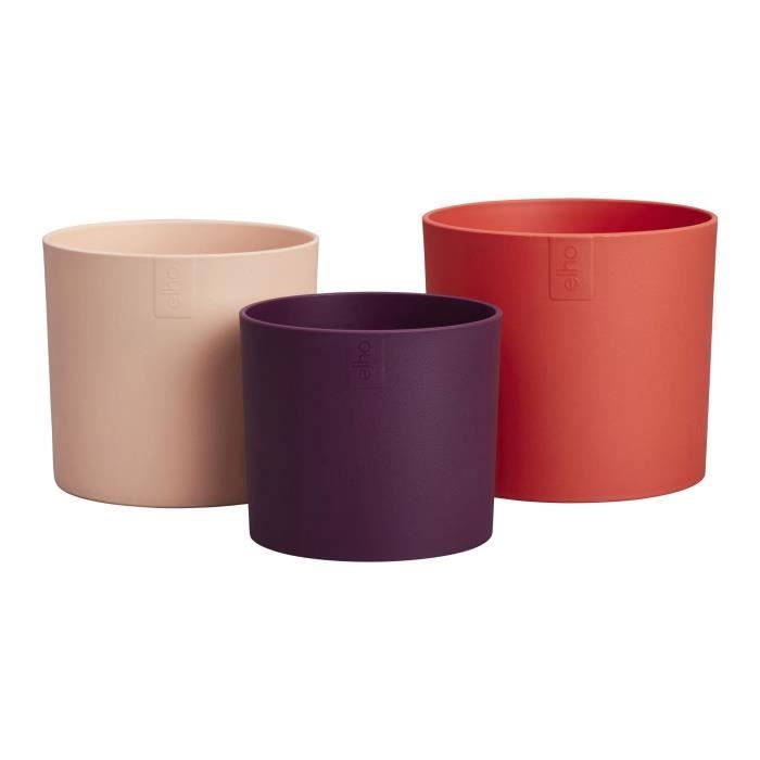 ELHO Pots de fleurs Lex Pott - Set 14 cm - Rouge Rose Violet - L 14 x W 13.8 x H 12 cm - Intérieur - 100% recyclé