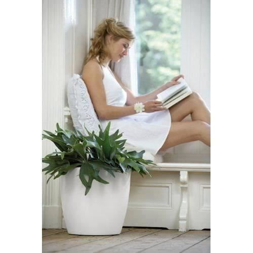 ELHO Brussels Pot de fleurs rond Roues 40 - Blanc - Ø 39 x H 37 cm - intérieur - 100% recyclé