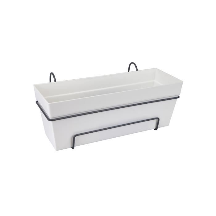 Elho Loft Urban Balconniere Allin1 50 - Blanc - L 49 x B 27 x H 21 cm - Balconextérieur - 100% recyclé